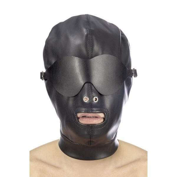 BDSM Hood in Leatherette with Removable Mask - Thorn & Feather