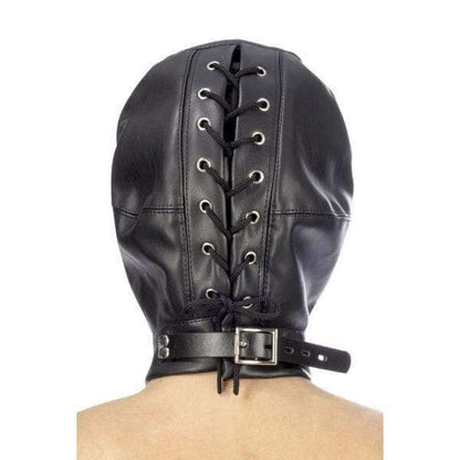 Open Mouth and Eyes BDSM Hood in Leatherette - Thorn & Feather