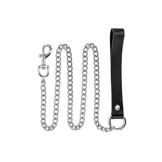 Premium Metal Leash w Leather Handle 115cm - Thorn & Feather