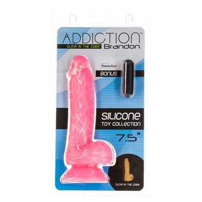 Addiction Brandon 7.5" Glow-in-the-Dark Dildo With Balls - Pink - Thorn & Feather