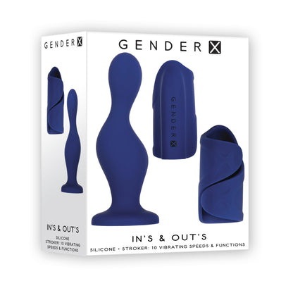 Ins & Outs Silicone Dildo & Stroker Kit - Blue - Thorn & Feather