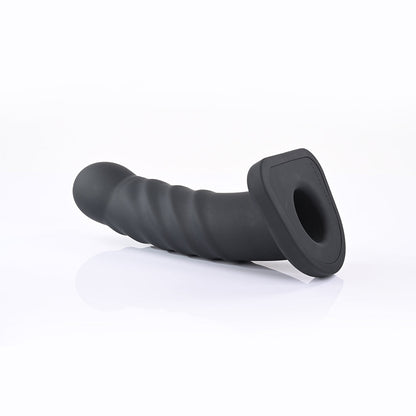 Banx Ribbed Hollow Dildo - 8" Black - Thorn & Feather
