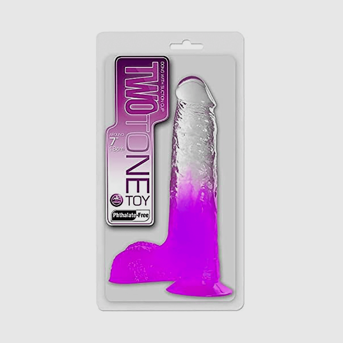 7" Two Tone Dildo with Balls - Purple - Thorn & Feather Sex Toy Canada