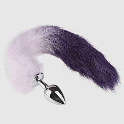 17" Purple Fox Tail Stainless Steel Plug - Thorn & Feather