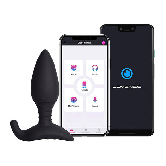 Lovense Hush 1.75" Bluetooth Vibrating Butt Plug - Medium, Black - Thorn & Feather Sex Toy Canada
