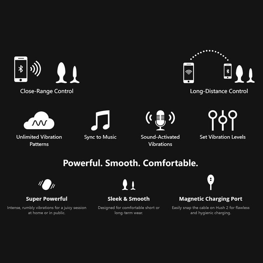 Lovense Hush 2 App-controlled Vibrating Butt Plug - 1 Inch - Thorn & Feather