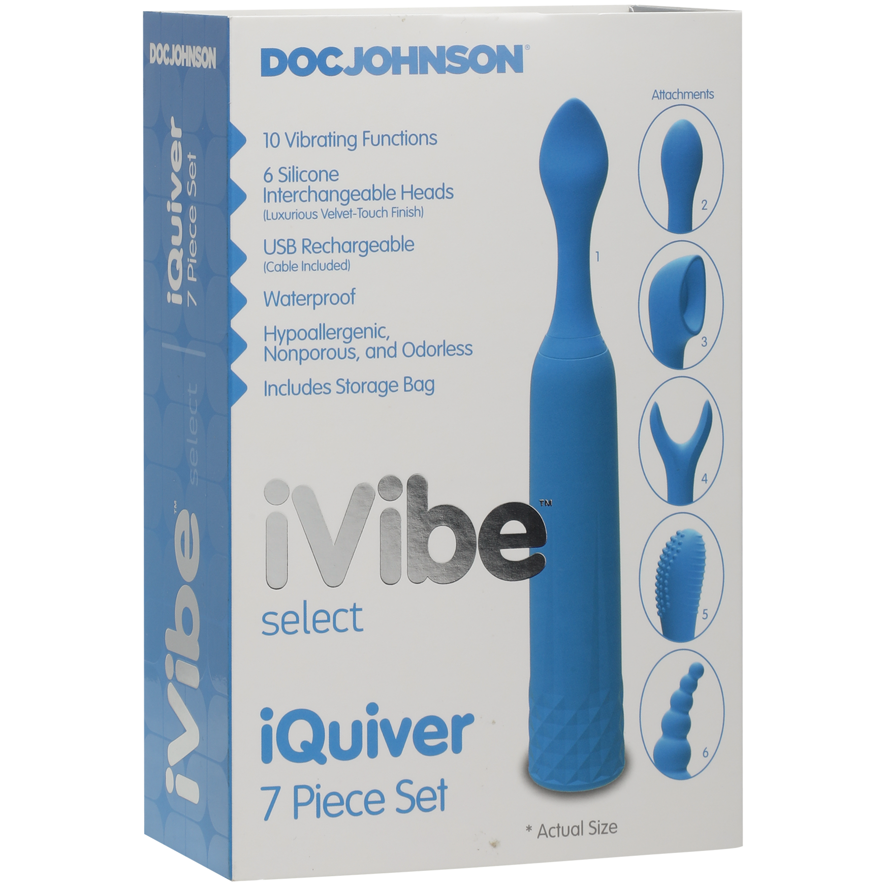 iVibe Select iQuiver 7 Piece Set Clit Vibrator - Periwinkle Blue - Thorn & Feather