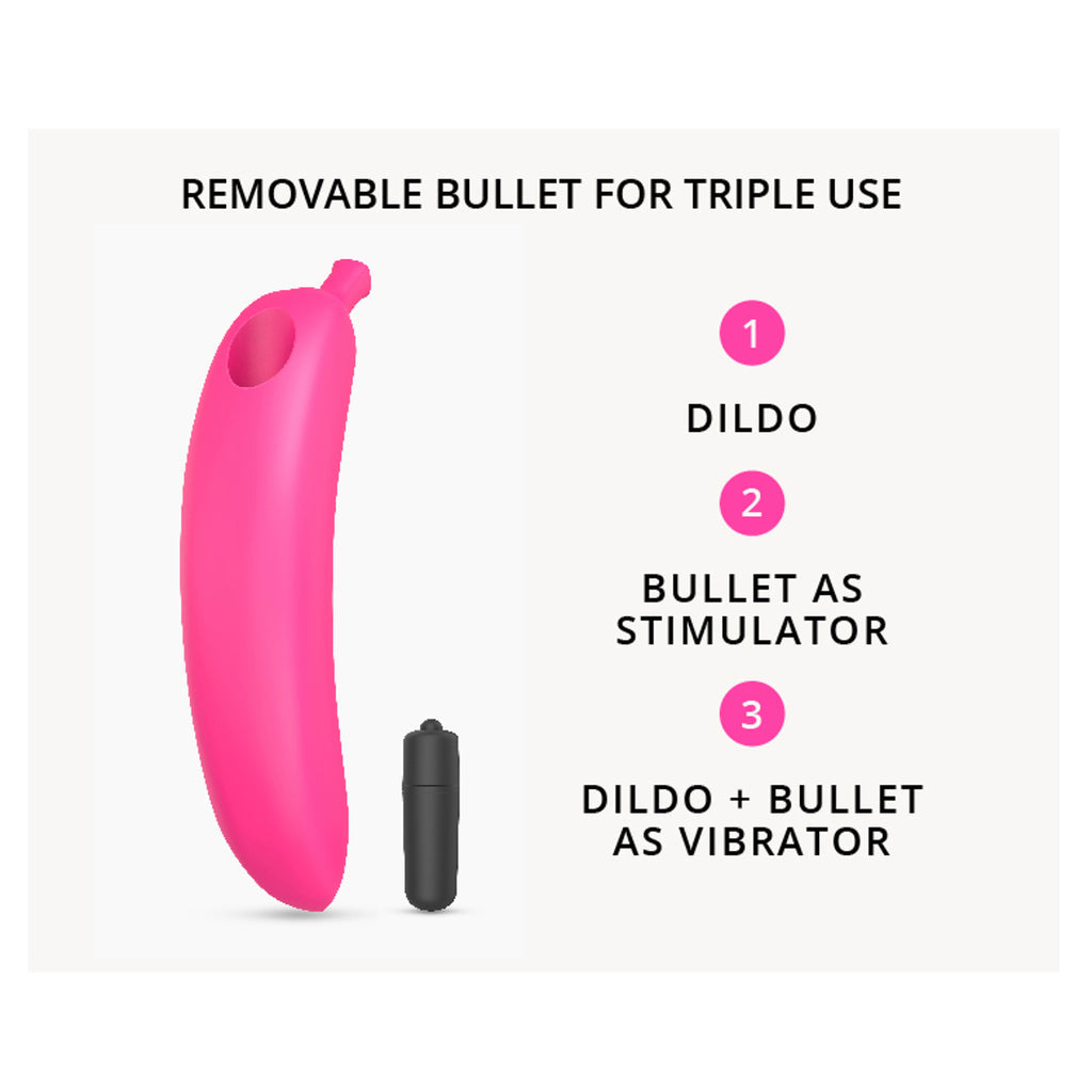Oh Oui Banana Vibrating Dildo In Banana Bag - Danger Pink - Thorn & Feather