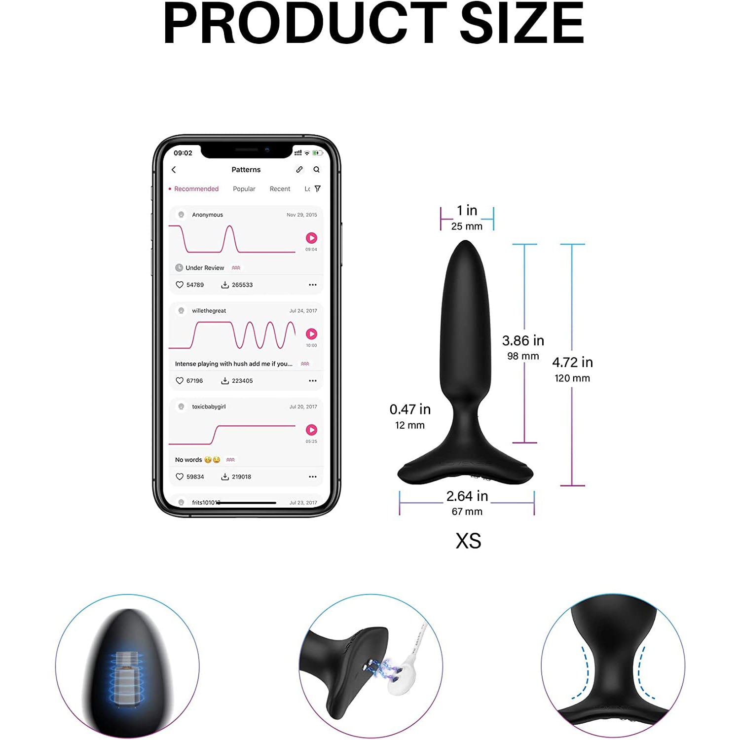 Lovense Hush 2 App-controlled Vibrating Butt Plug - 1 Inch Lovense Hush 2 App-controlled Vibrating Butt Plug - 1 Inch