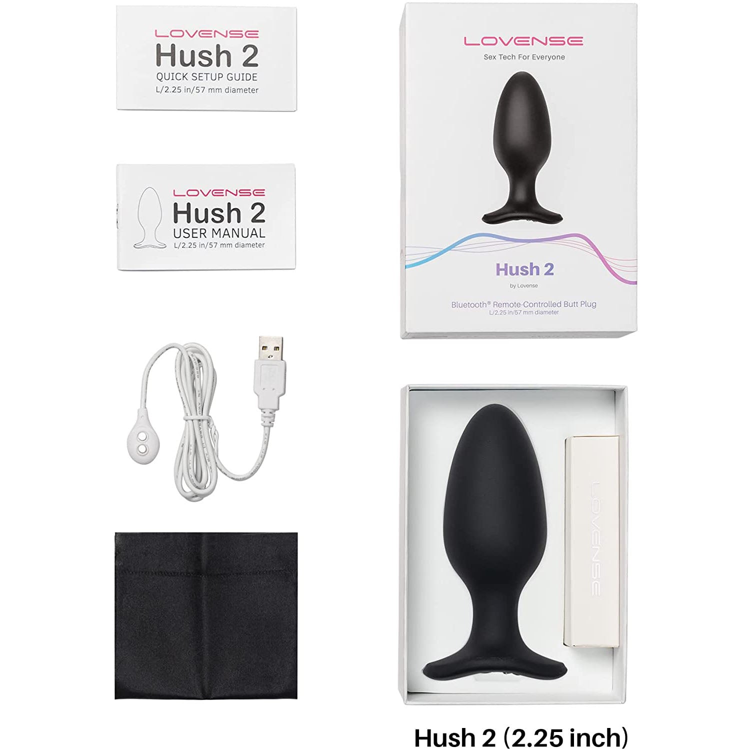 Lovense Hush 2 App controlled Vibrating Butt Plug 2.25 Inch