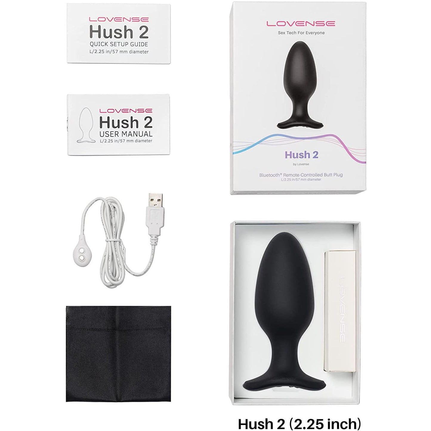 Lovense Hush 2 App-controlled Vibrating Butt Plug - 2.25 Inch - Thorn & Feather