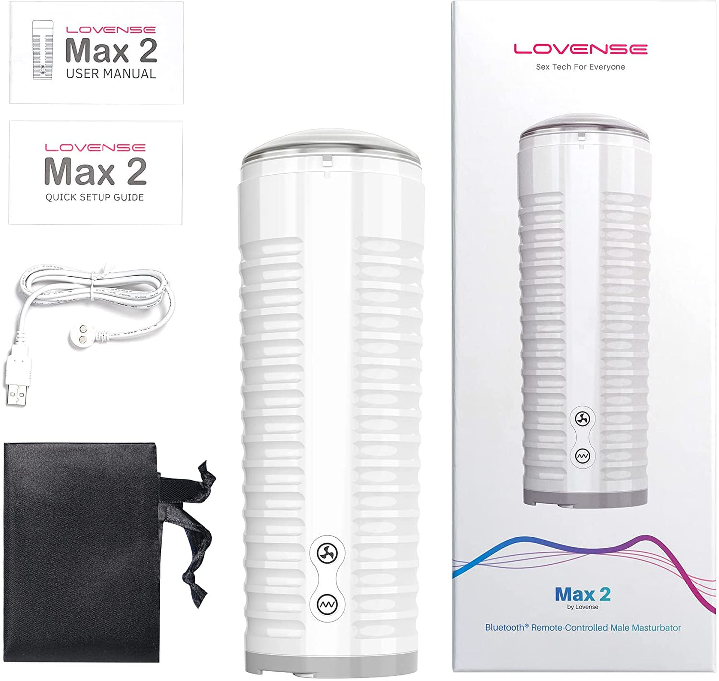 Lovense Max 2 Bluetooth Male Masturbator - White - Thorn & Feather