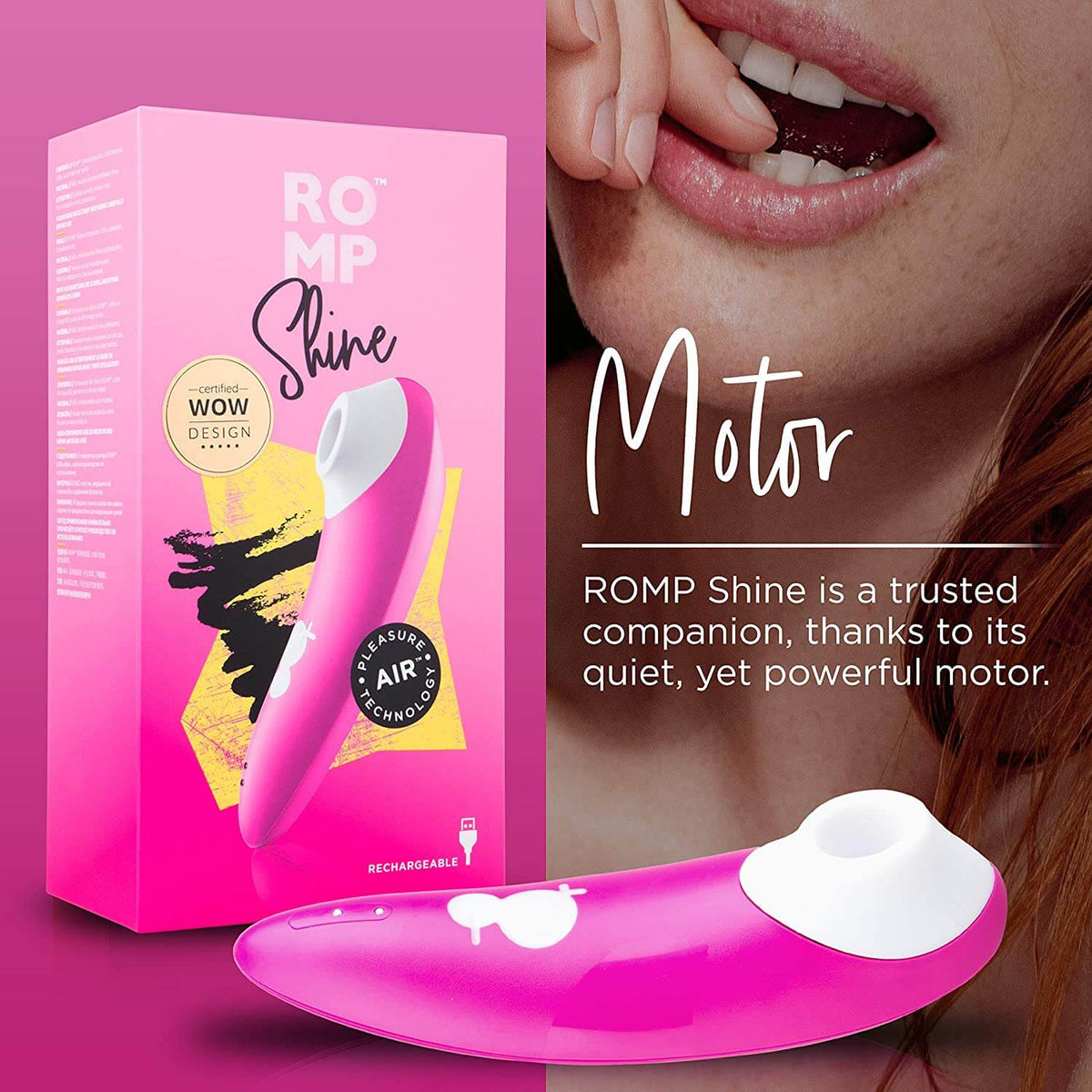 Romp Shine Clitoral Stimulator - Fuchsia - Thorn & Feather