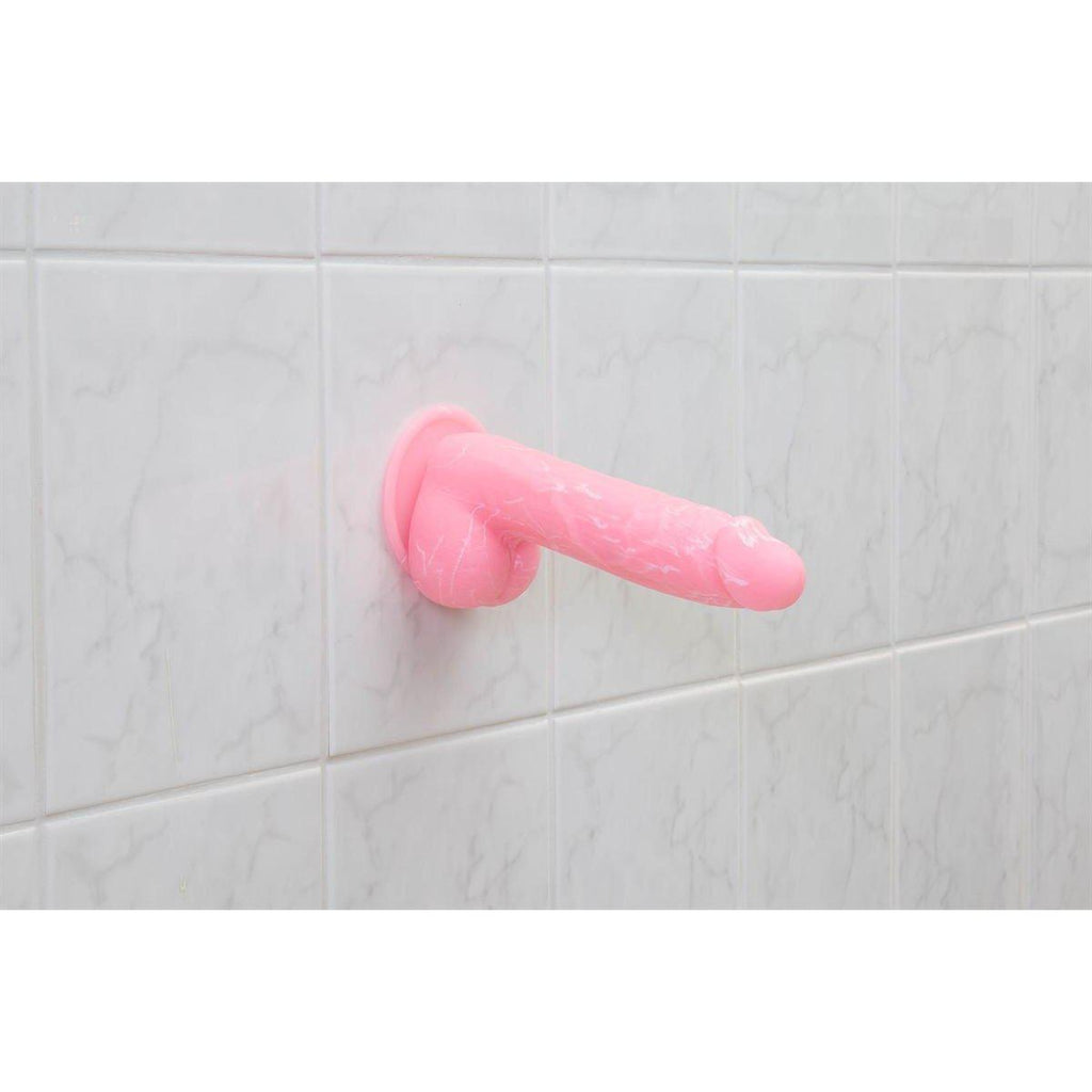 Addiction Brandon 7.5" Glow-in-the-Dark Dildo With Balls - Pink - Thorn & Feather