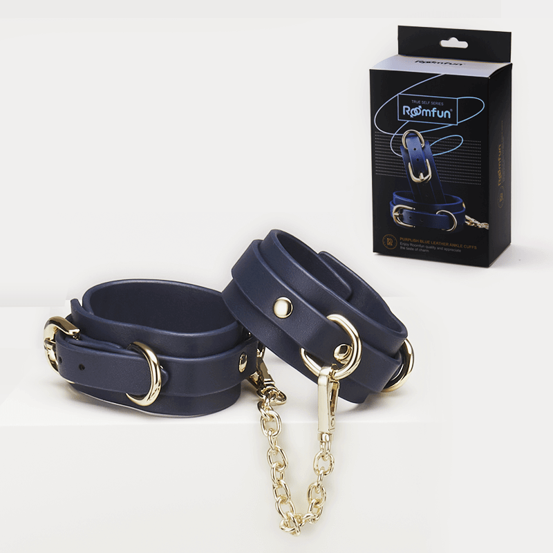Luxury Navy Leather Handcuff - Thorn & Feather Sex Toy Canada