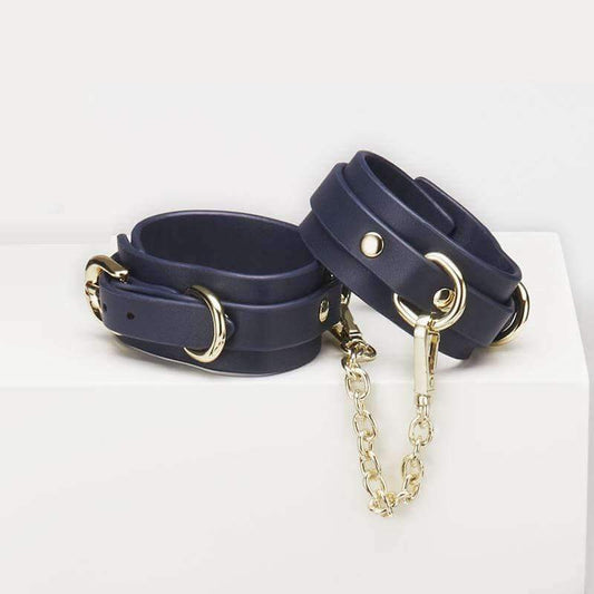 Luxury Navy Leather Handcuff - Thorn & Feather