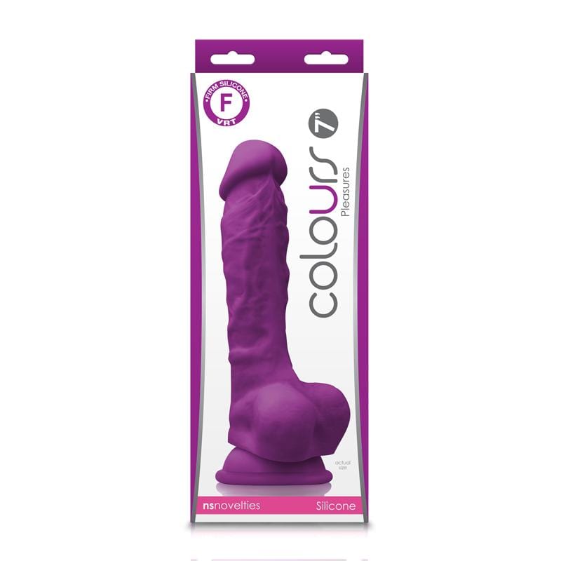 Colours Pleasures 7" Silicone Dildo - Purple - Thorn & Feather Sex Toy Canada