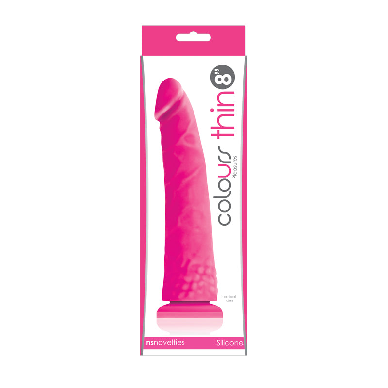 Colours Pleasures Thin 8" Dildo - Pink - Thorn & Feather