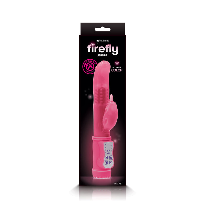 Firefly Jessica Glow In The Dark Rabbit Vibrator - Pink - Thorn & Feather