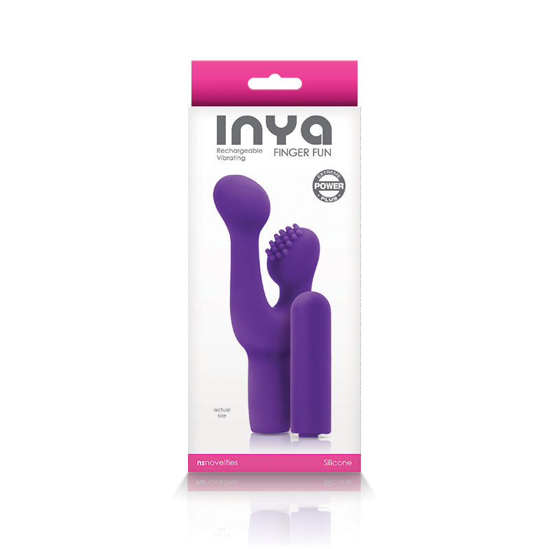 INYA Finger Fun Silicone Vibrating Clitoral Stimulator - Purple - Thorn & Feather Sex Toy Canada