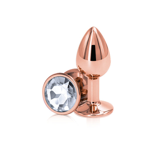 Rear Assets Rose Gold Plug - Small, Clear - Thorn & Feather Sex Toy Canada