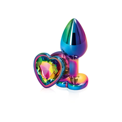 Rear Assets Multicolor Heart Plug - Small, Rainbow - Thorn & Feather