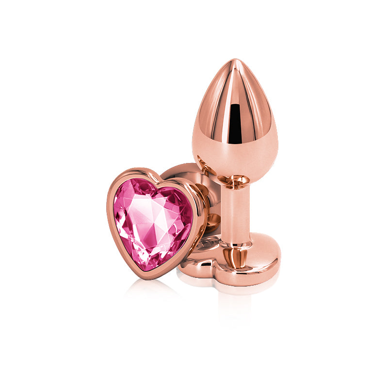 Rear Assets Rose Gold Heart Plug - Small, Pink - Thorn & Feather