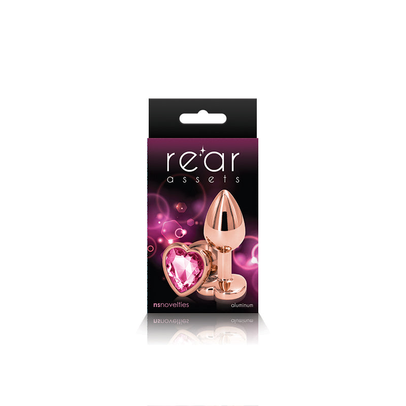 Rear Assets Rose Gold Heart Plug - Small, Pink - Thorn & Feather