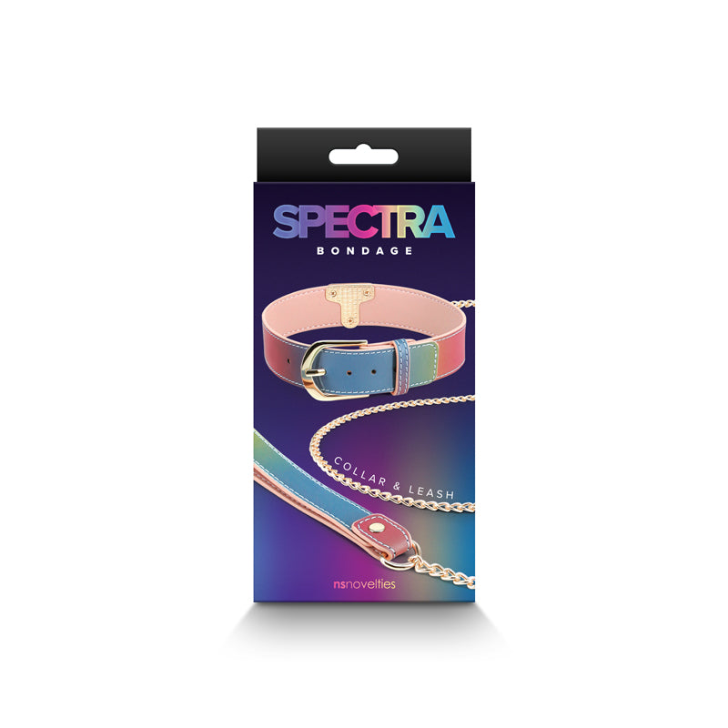 Spectra Bondage Collar & Leash - Rainbow - Thorn & Feather Sex Toy Canada