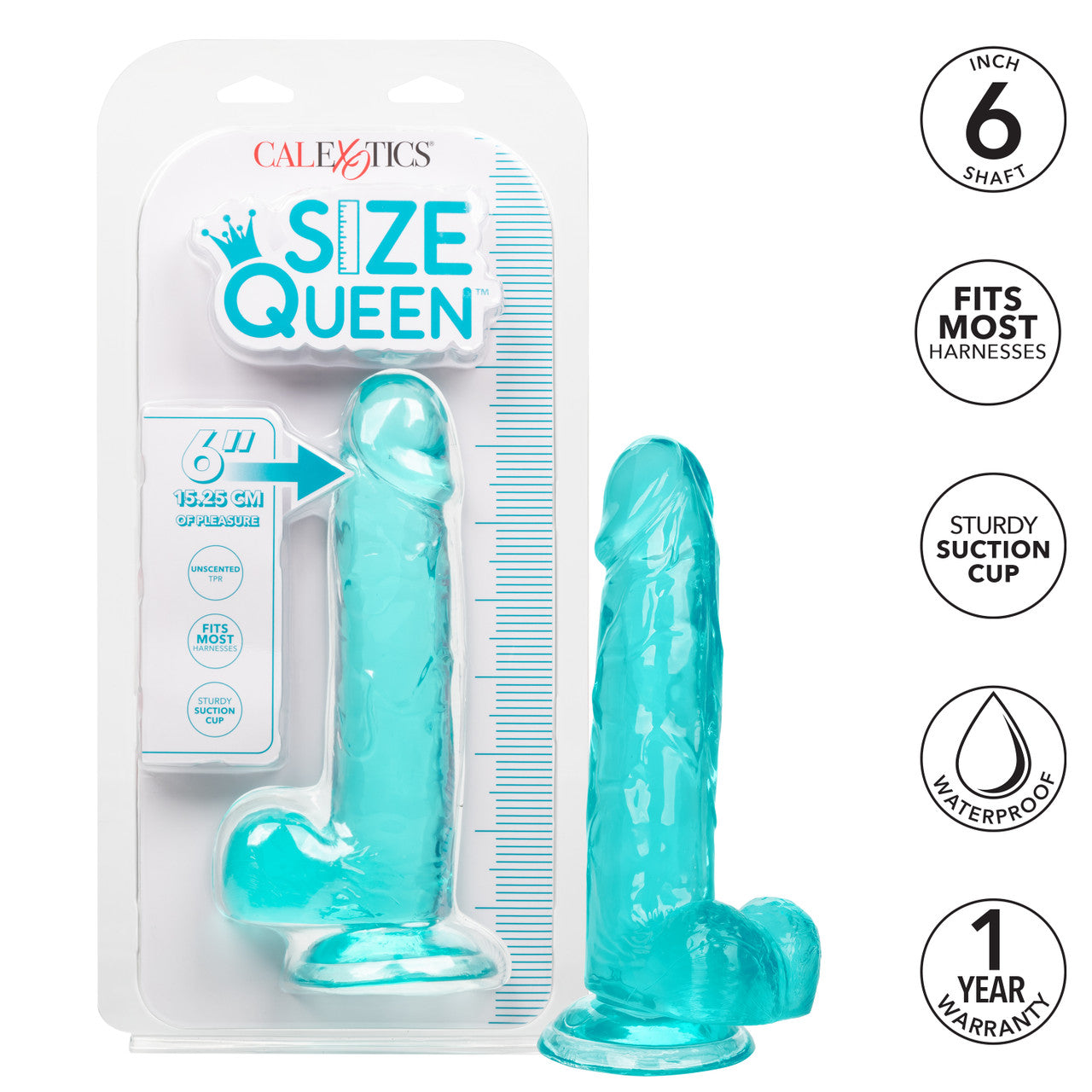 Size Queen 6"/15.25 cm Dildo - Blue - Thorn & Feather Sex Toy Canada