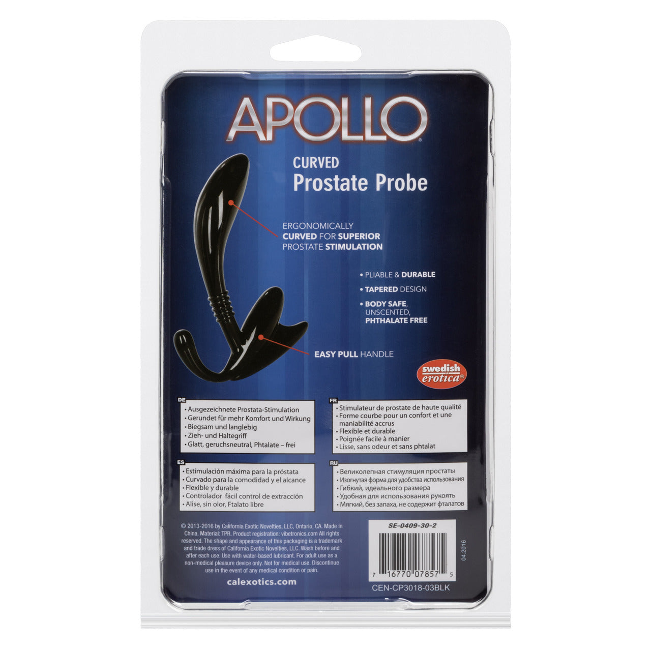 Apollo Curved Prostate Probe - Black - Thorn & Feather
