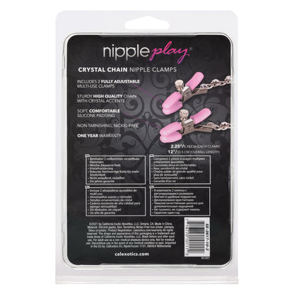 Nipple Play Crystal Chain Nipple Clamps - Pink - Thorn & Feather