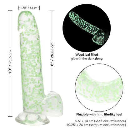 Naughty Bits I Leaf Dick Glow-In-The-Dark Weed Leaf Dildo - Thorn & Feather