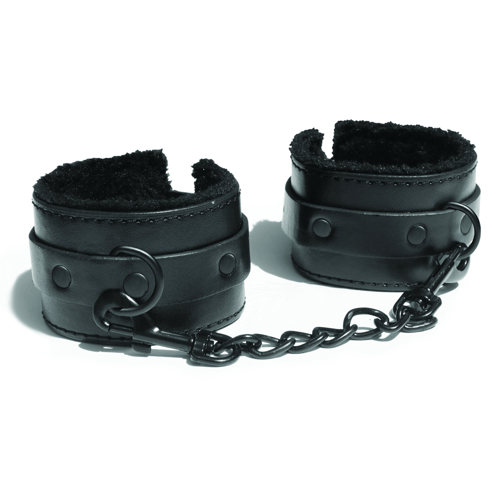 Sex & Mischief Shadow Fur Handcuffs - Black - Thorn & Feather
