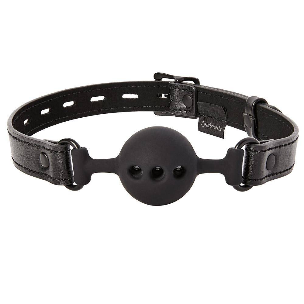Sportsheets Silicone Breathable Ball Gag - Black - Thorn & Feather Sex Toy Canada