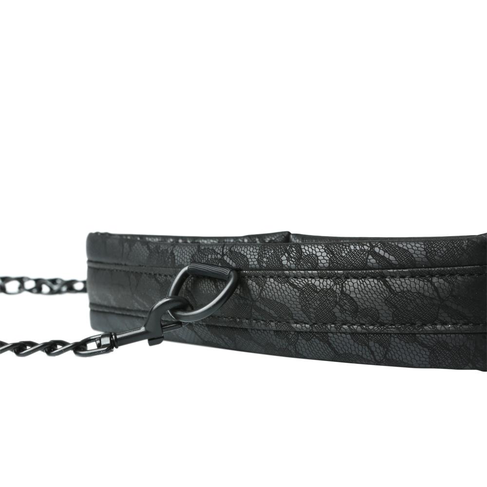Sincerely by Sportsheets Lace Collar & Leash - Black - Thorn & Feather