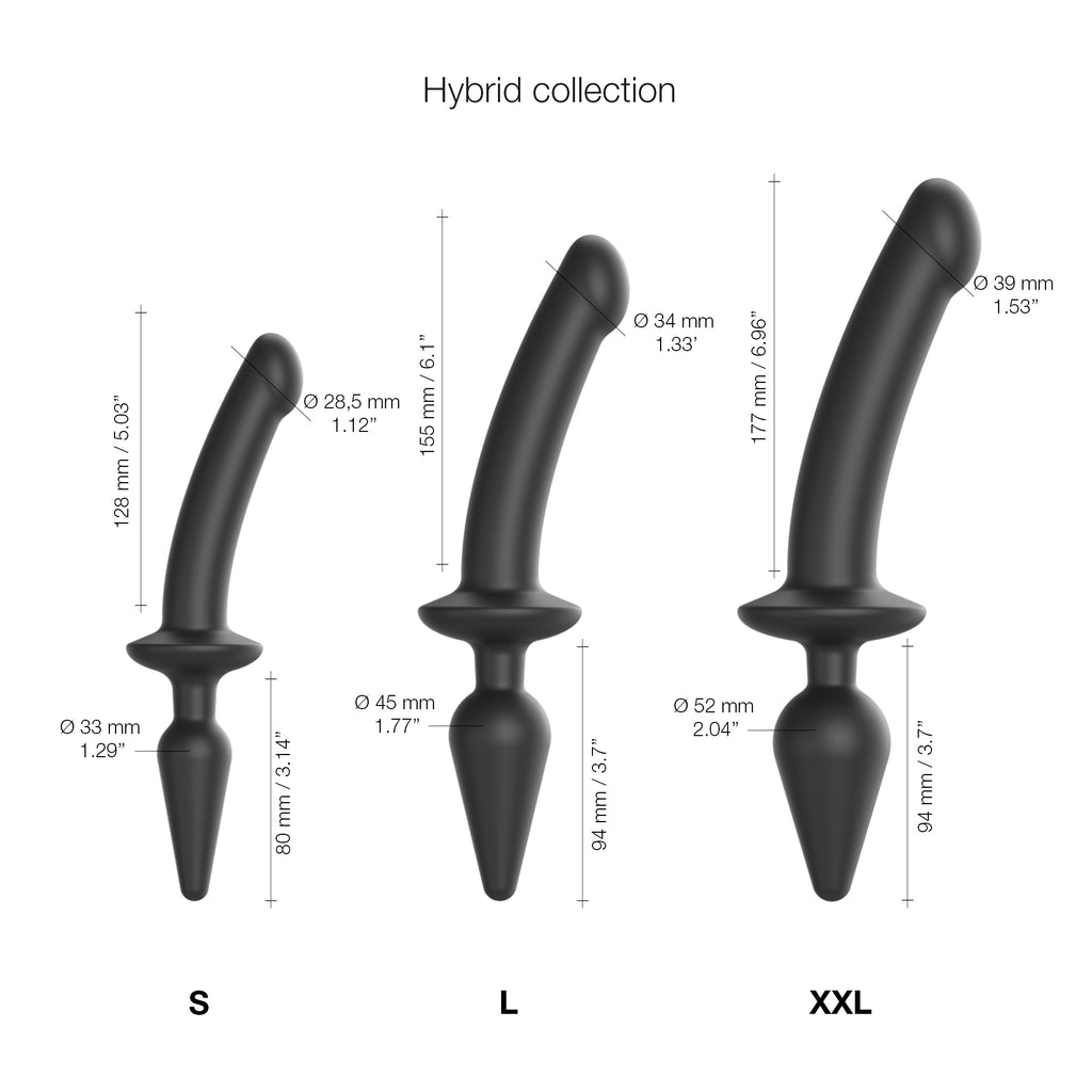 StrapOnMe Switch Plug-in Dildo - Black, L - Thorn & Feather Sex Toy Canada