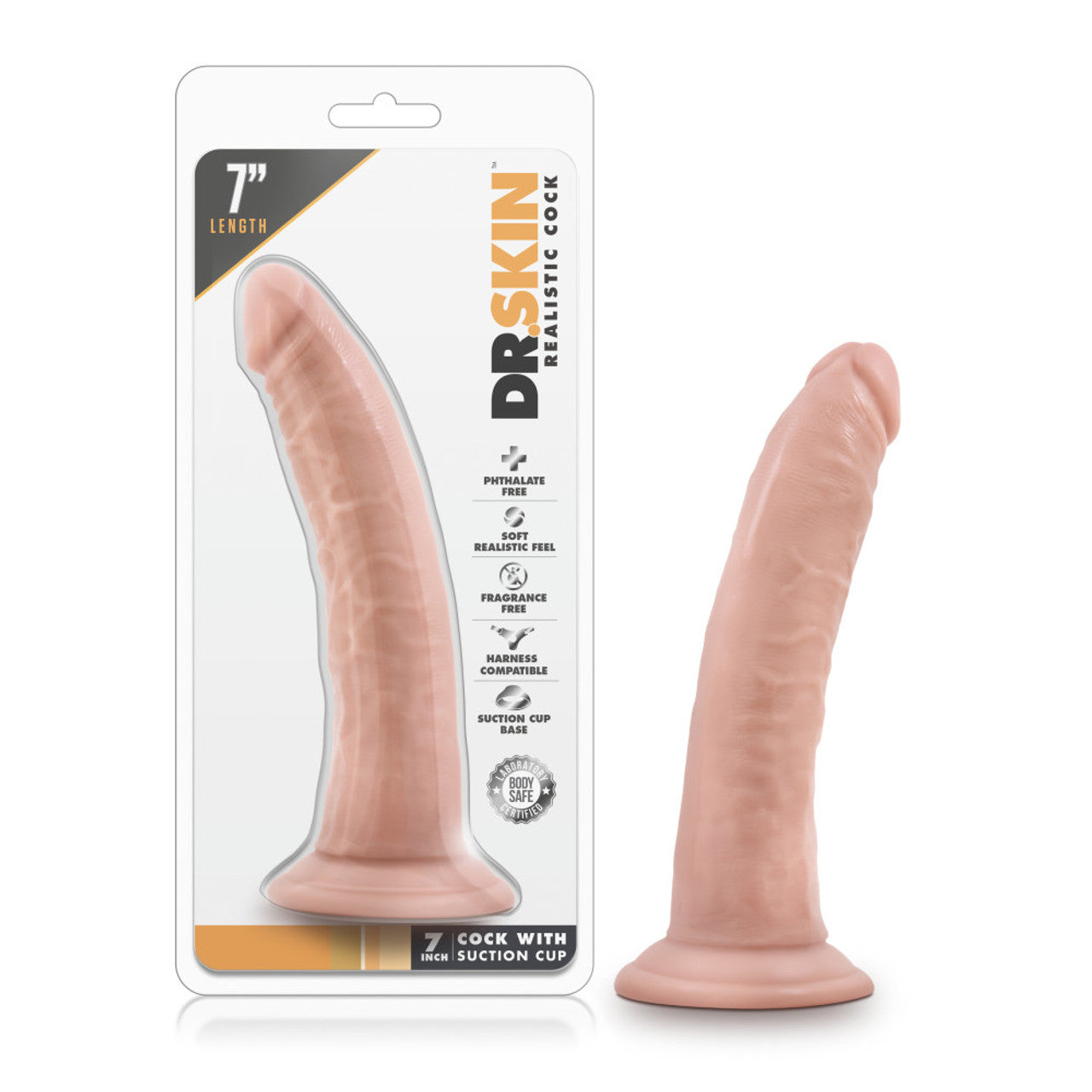 Dr. Skin 7 Inch Cock With Suction Cup - Vanilla - Thorn & Feather Sex Toy Canada