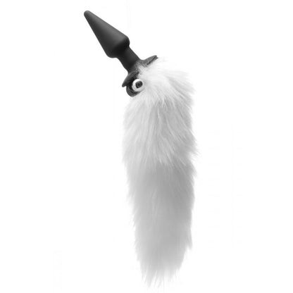 White Fox Tail Vibrating Anal Plug - Thorn & Feather