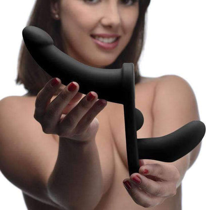 Double Take 10X Double Penetration Vibrating Strap-on Harness - Black - Thorn & Feather