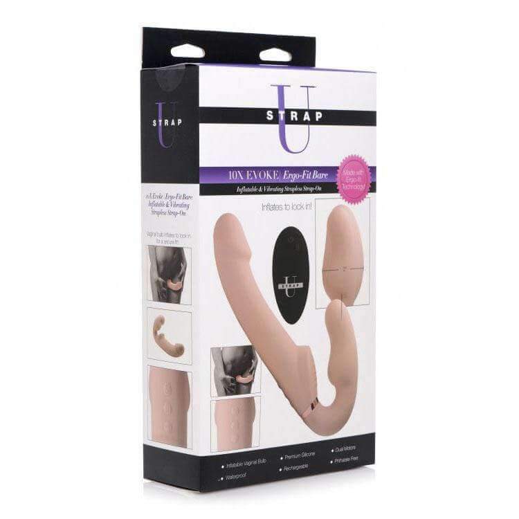 Remote Control Inflatable Vibrating Silicone Ergo Fit Strapless Strap-On - Thorn & Feather