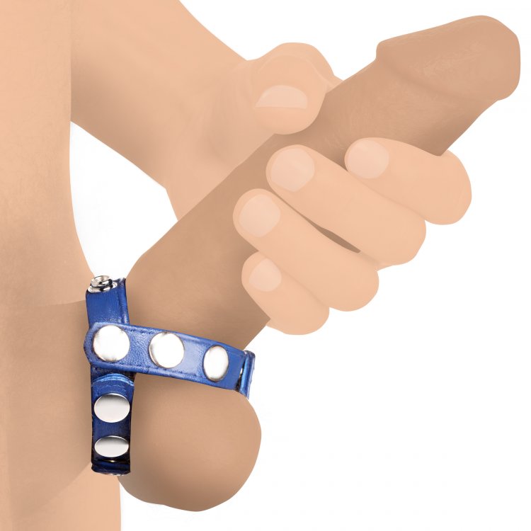 Strict Leather Cock Gear Leather Snap-on Cock Harness - Blue - Thorn & Feather