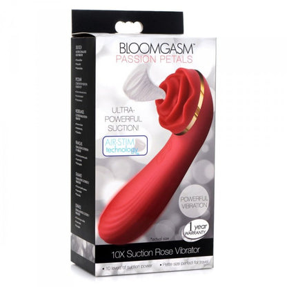 Passion Petals 10X Silicone Suction Rose Vibrator - Red - Thorn & Feather