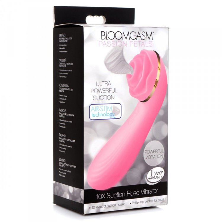 Passion Petals 10X Silicone Suction Rose Vibrator - Pink - Thorn & Feather Sex Toy Canada