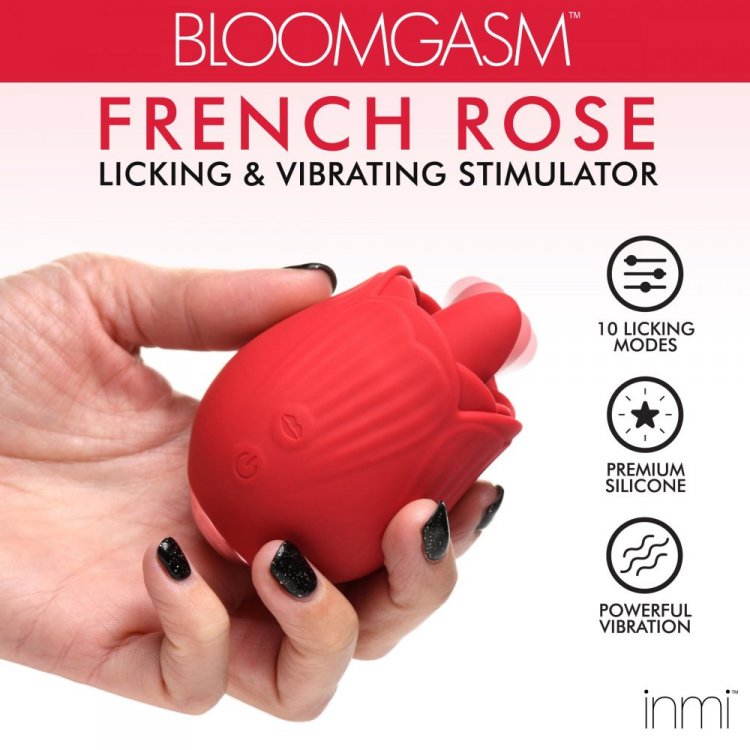 Bloomgasm French Rose Licking & Vibrating Stimulator - Thorn & Feather