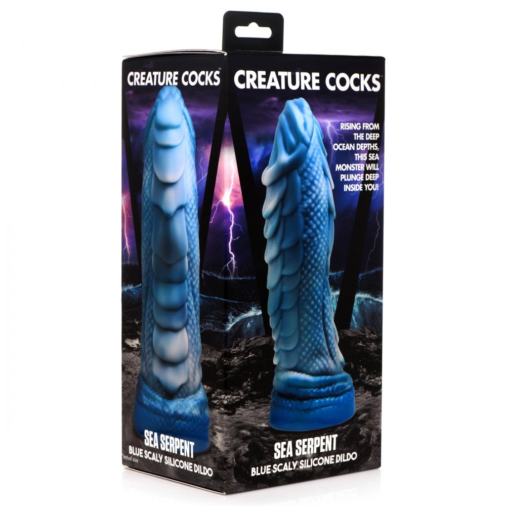 Sea Serpent Blue Scaly Silicone Creature Dildo - Thorn & Feather Sex Toy Canada