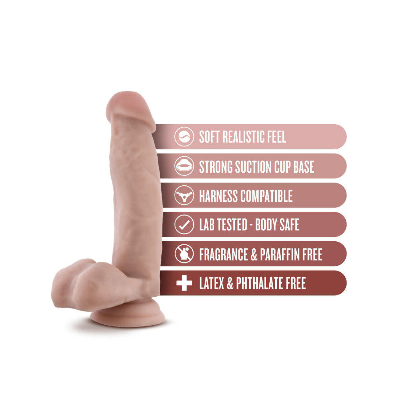 7 Inch Dildo With Balls - Beige - Thorn & Feather