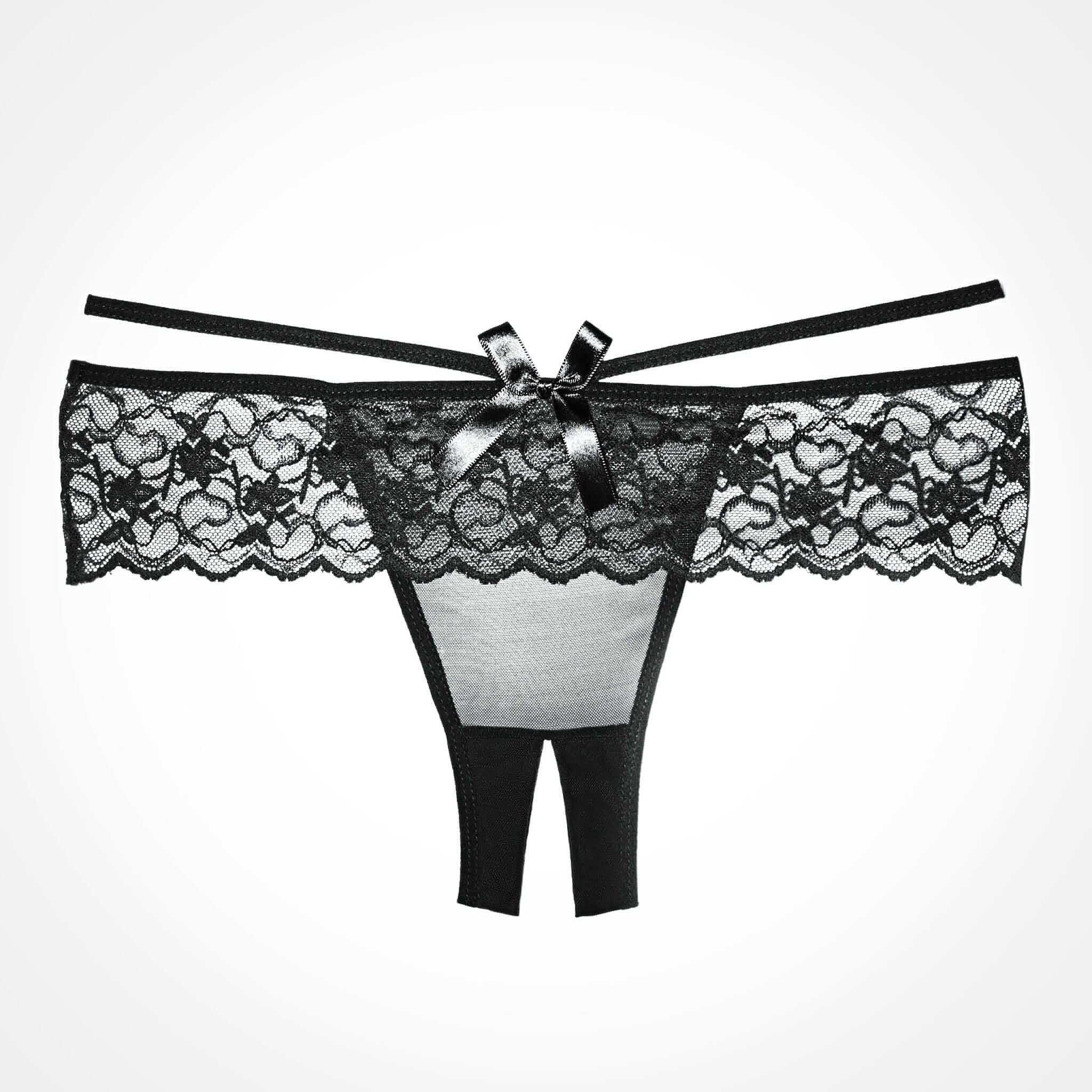 Allure Adore Angel Panty - Black, One Size - Thorn & Feather