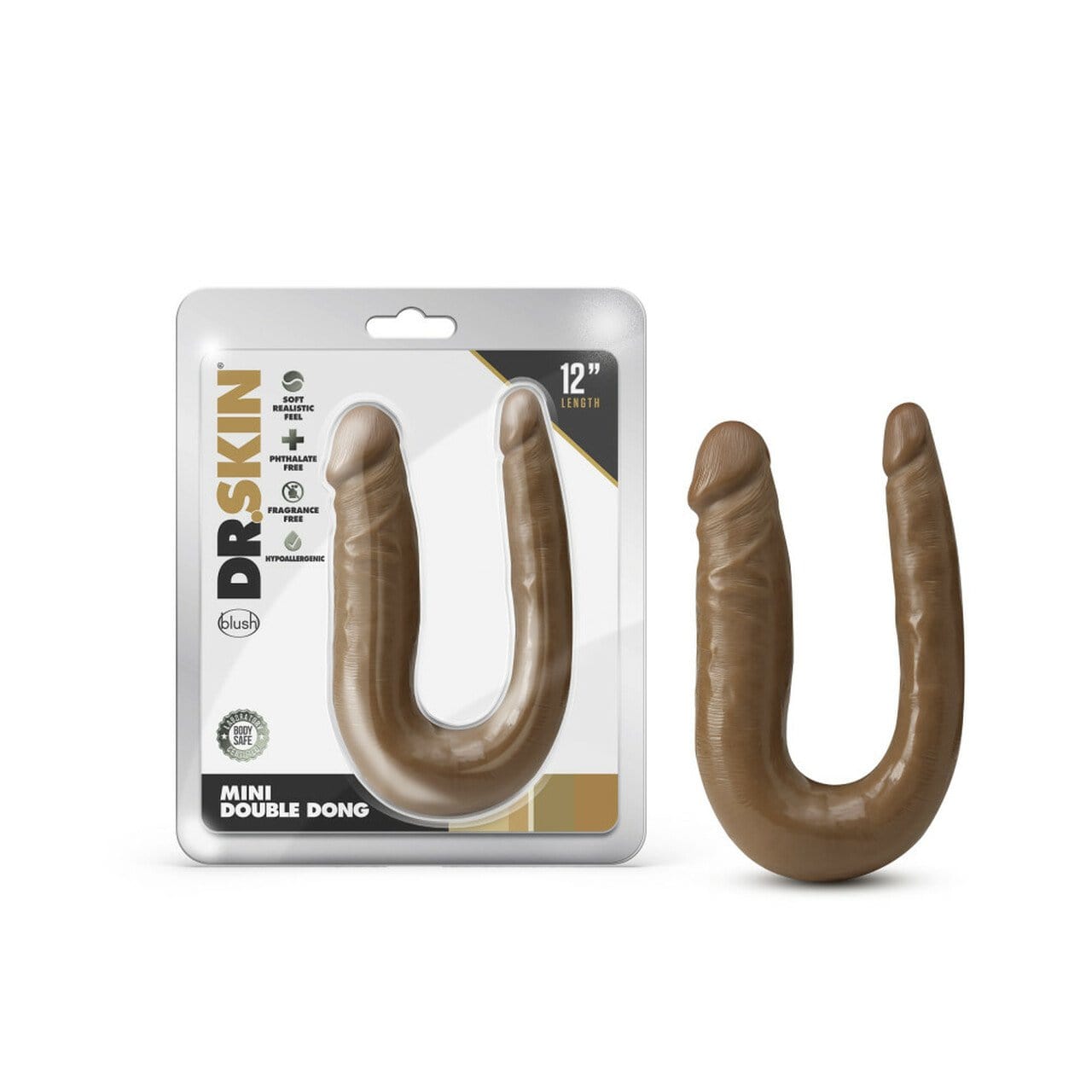 Dr. Skin Mini Double Dong - Mocha - Thorn & Feather Sex Toy Canada