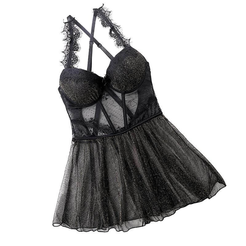 Black Victorian Ruffle Trim Corset - Thorn & Feather Sex Toy Canada